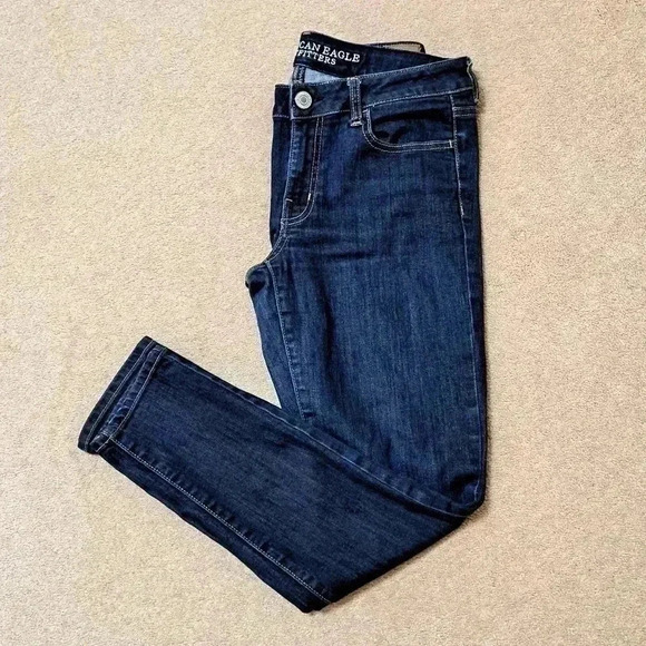 American Eagle Outfitters Jeans Womens Size 8 Blue Dark Wash Denim Jeggings - Picture 1 of 10